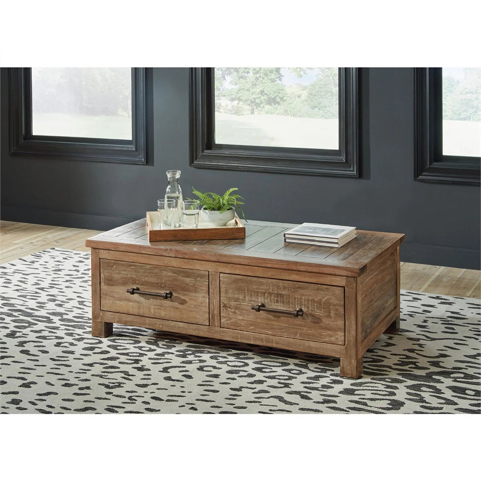 Wood Coffee Table with Storage in Dark Brown F2796