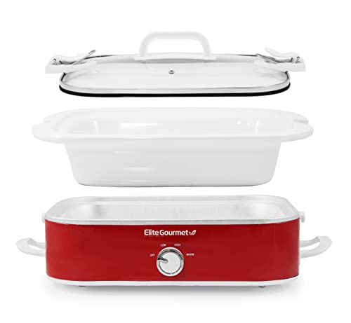 3.5Qt Casserole Slow Cooker with Locking Lid and Adjustable Temperature Q97249