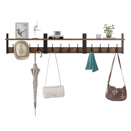 Wall Mounted Wood Coat Rack with 16 Hooks, Set of 4 O454419