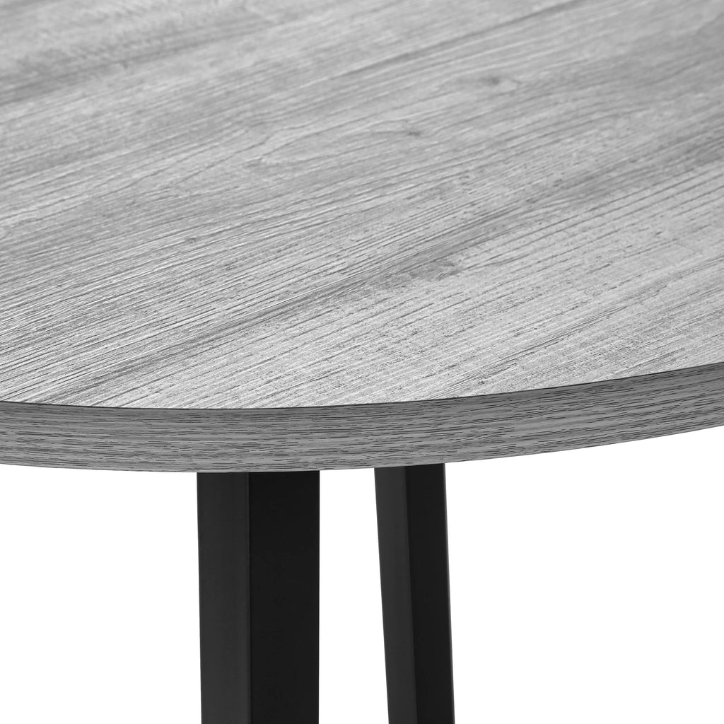 Gray Dining Table Set 3pcs Small Drop Leaf Kitchen Black Metal N9589