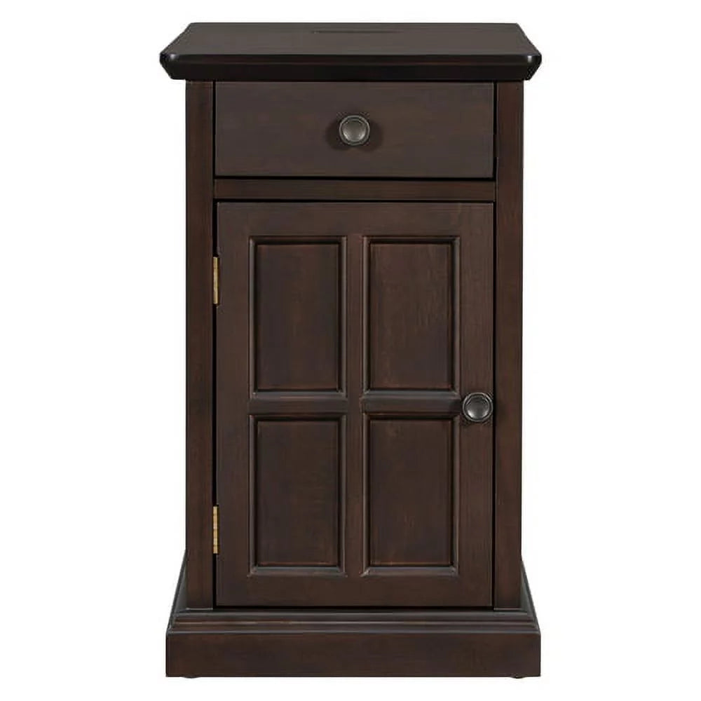 Vintage End Table with USB Ports and Drawer A90728
