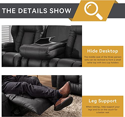 Faux Leather Manual Reclining Loveseat with Console and Cup Holders M1929