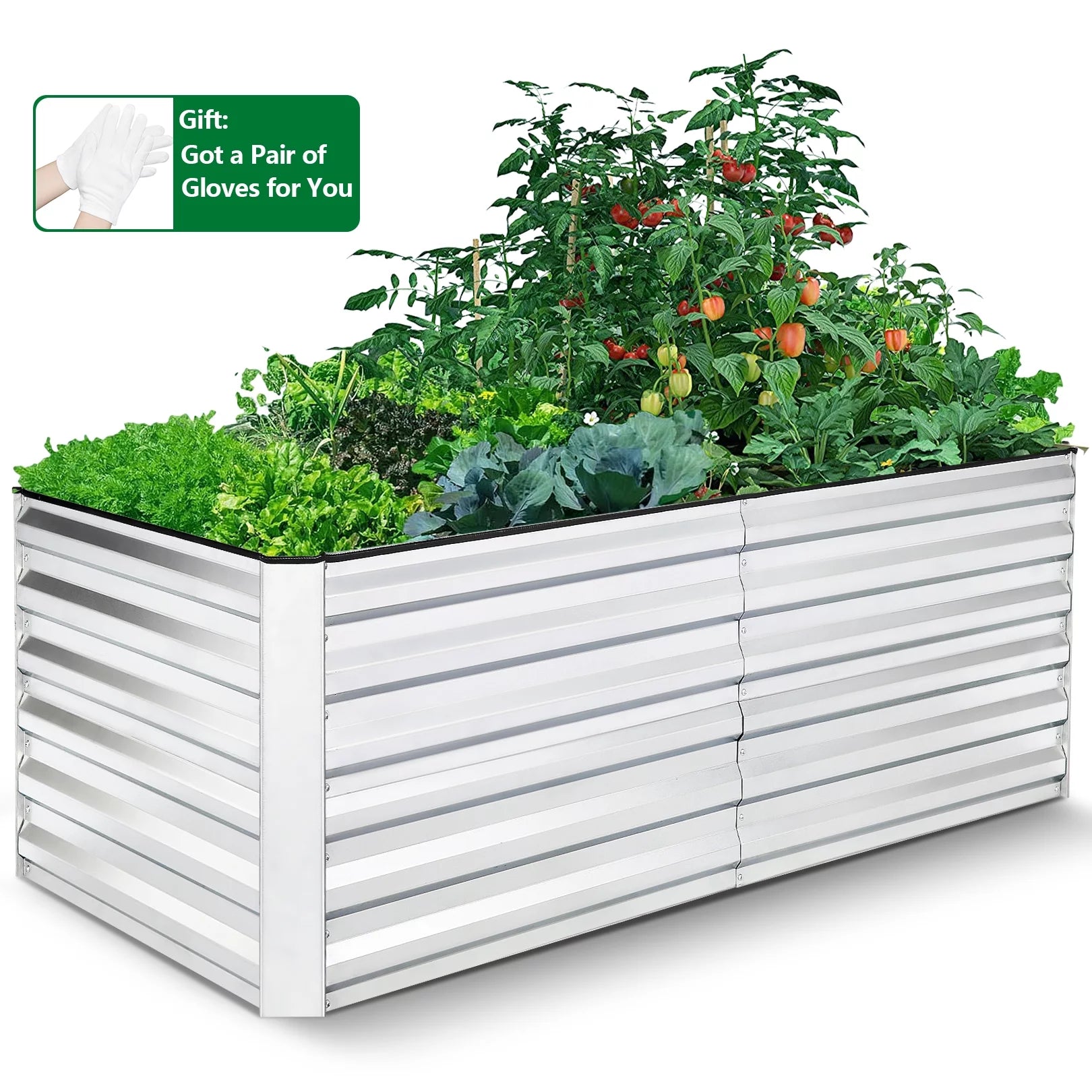 Galvanized Raised Garden Beds 6ft x 3ft x 2ft Metal Planter Box X565