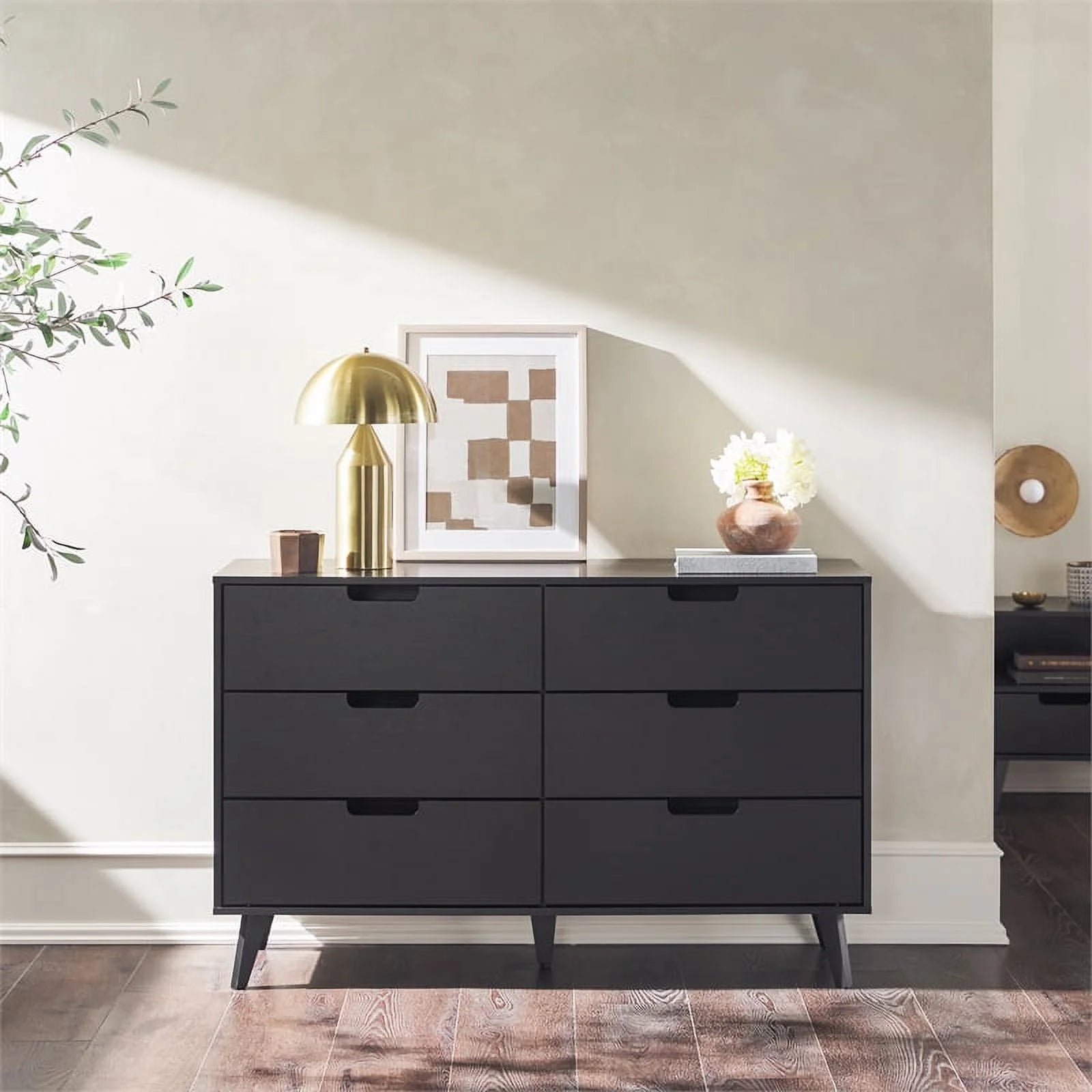 6 Drawer Wood Dresser with Cut Out Handles D6512