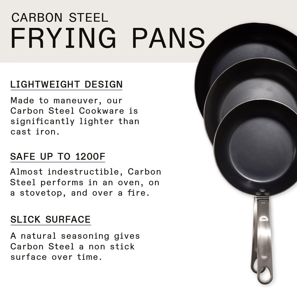 Blue Carbon Steel Frying Pan Set 3-Piece V10903