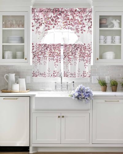 Turquoise Blue Eucalyptus Leaves Valance for Windows, 42x12 Inches F6546