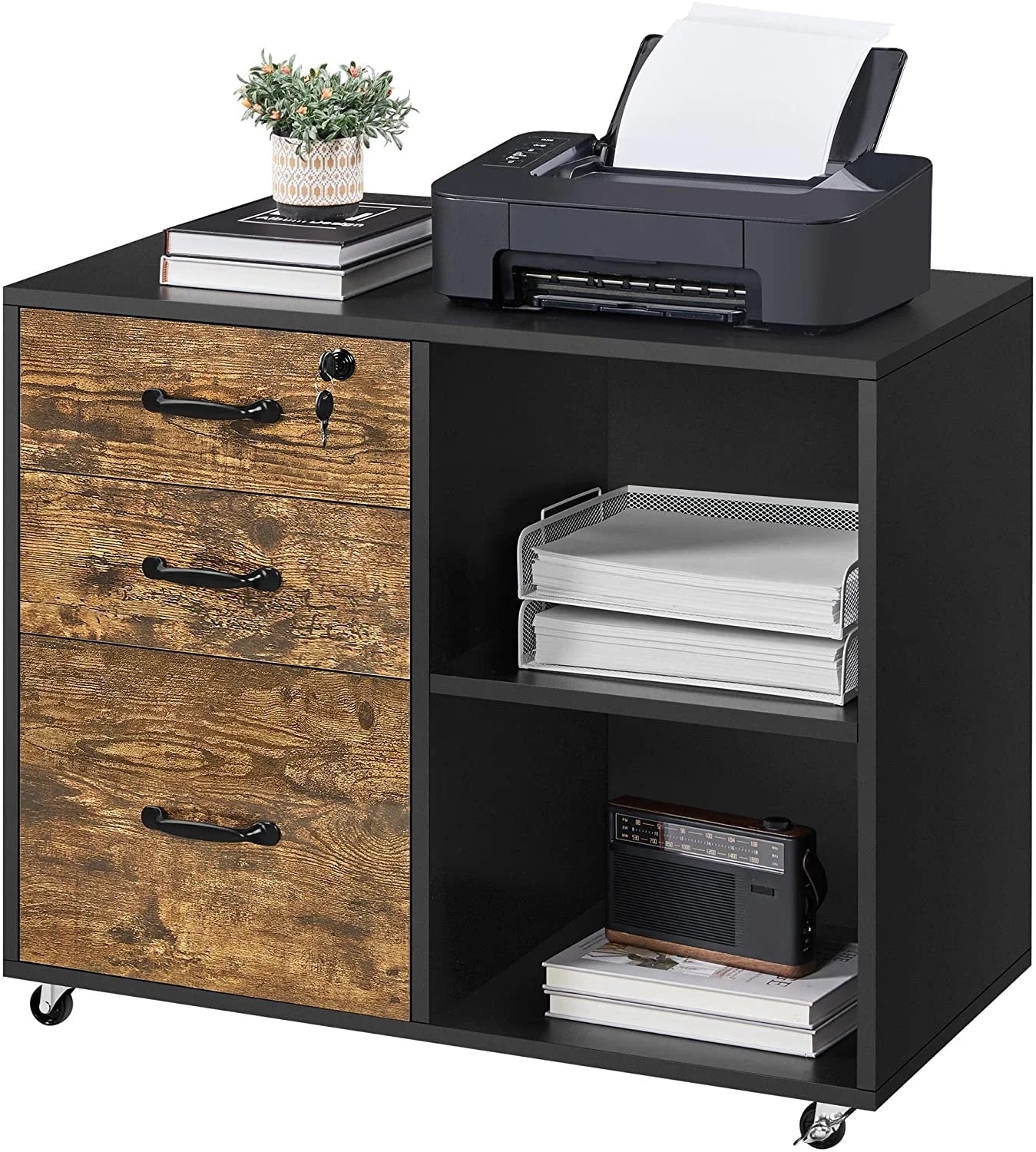 3 Drawer Lateral File Cabinet with Lock for Letter A4 Q625797