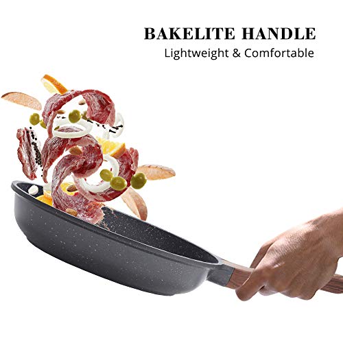 Nonstick Frying Pan Skillet Set, Swiss Granite Coating, PFOA Free, 9.5 11 12.5 Inch J6666