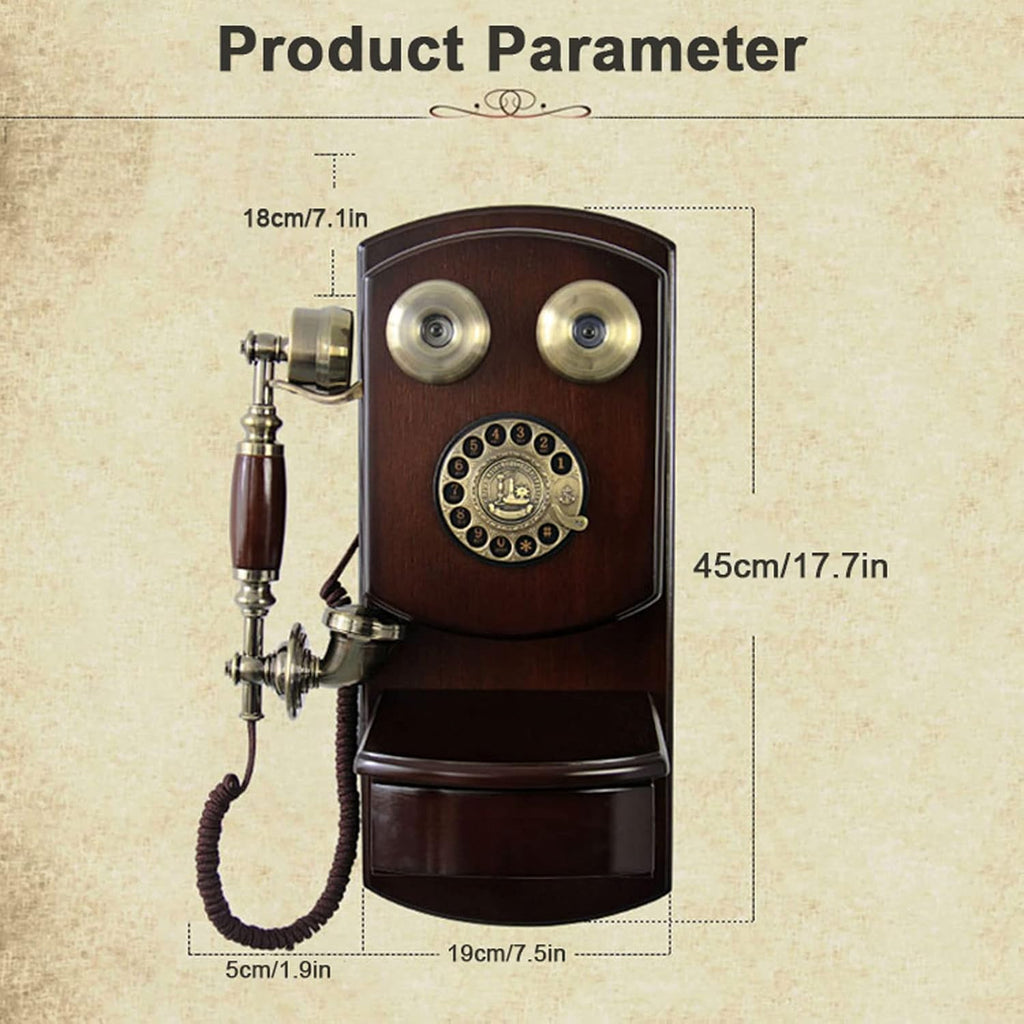 Retro Rotary Dial Landline Phone for Home Desk Decor I5769