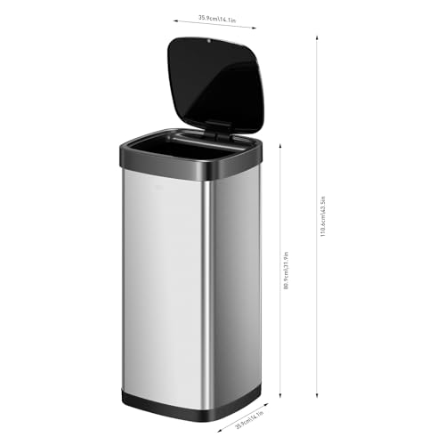 Touchless Motion Sensor Trash Can, 50 Liter, Matte Stainless Steel G2167