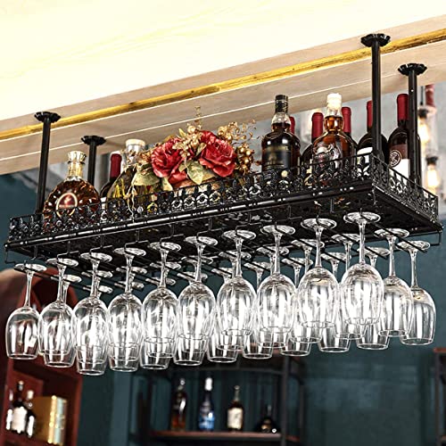 Adjustable Metal Wall-Mounted Wine Rack with Stemware Holder, Bronze F555
