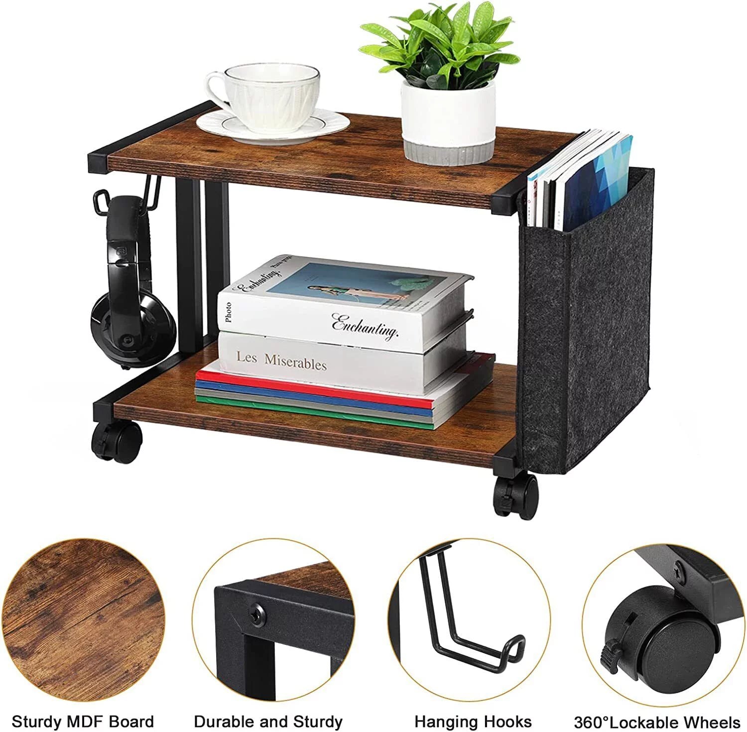 Mobile Printer Stand with Storage Under Desk U80104