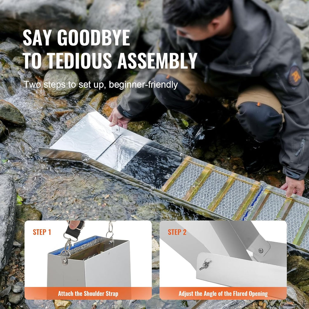 Gold Sluice Box Prospecting Kit with Pan and Classifier Screen L837037