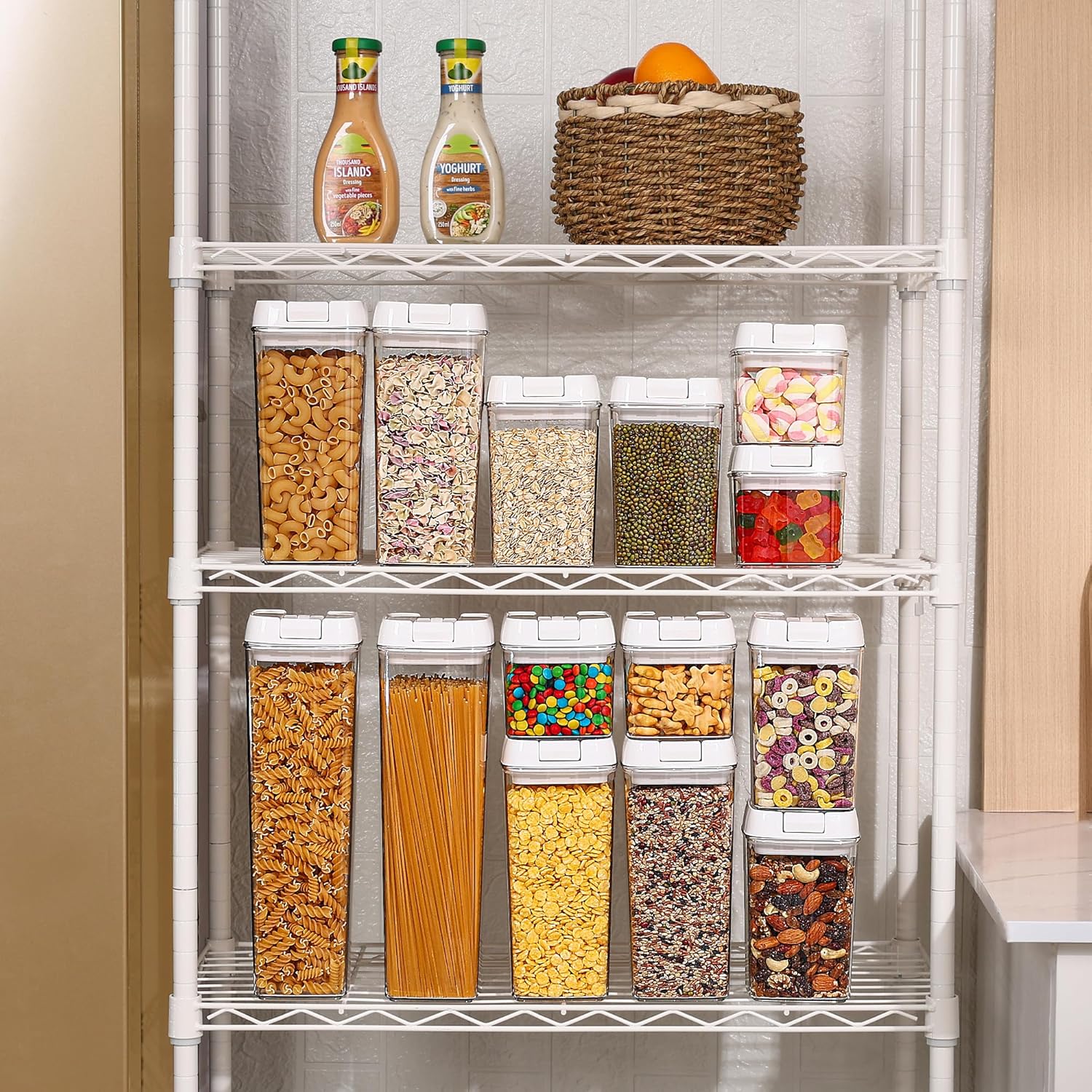 Airtight Food Storage Containers Set with Easy Lock Lids, BPA Free Plastic Kitchen Pantry Organizer F939