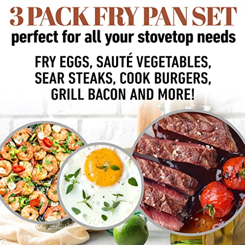 Hammered Copper Nonstick Frying Pan Set with Glass Lid, 3 Pieces D376259