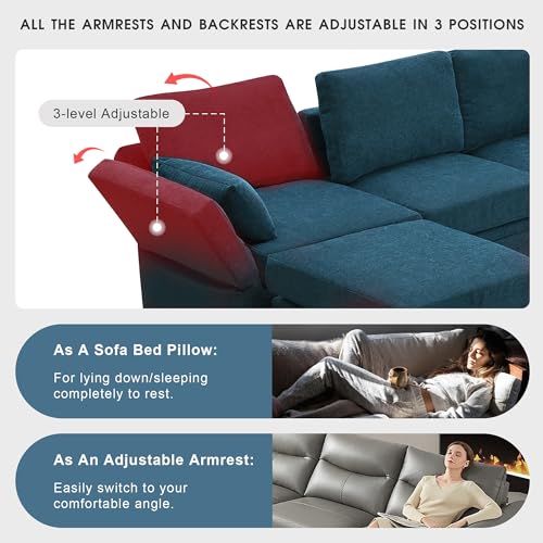 109" 6-Seat Chenille U-Shaped Sectional Sofa with Storage and Adjustable Armrests J436792