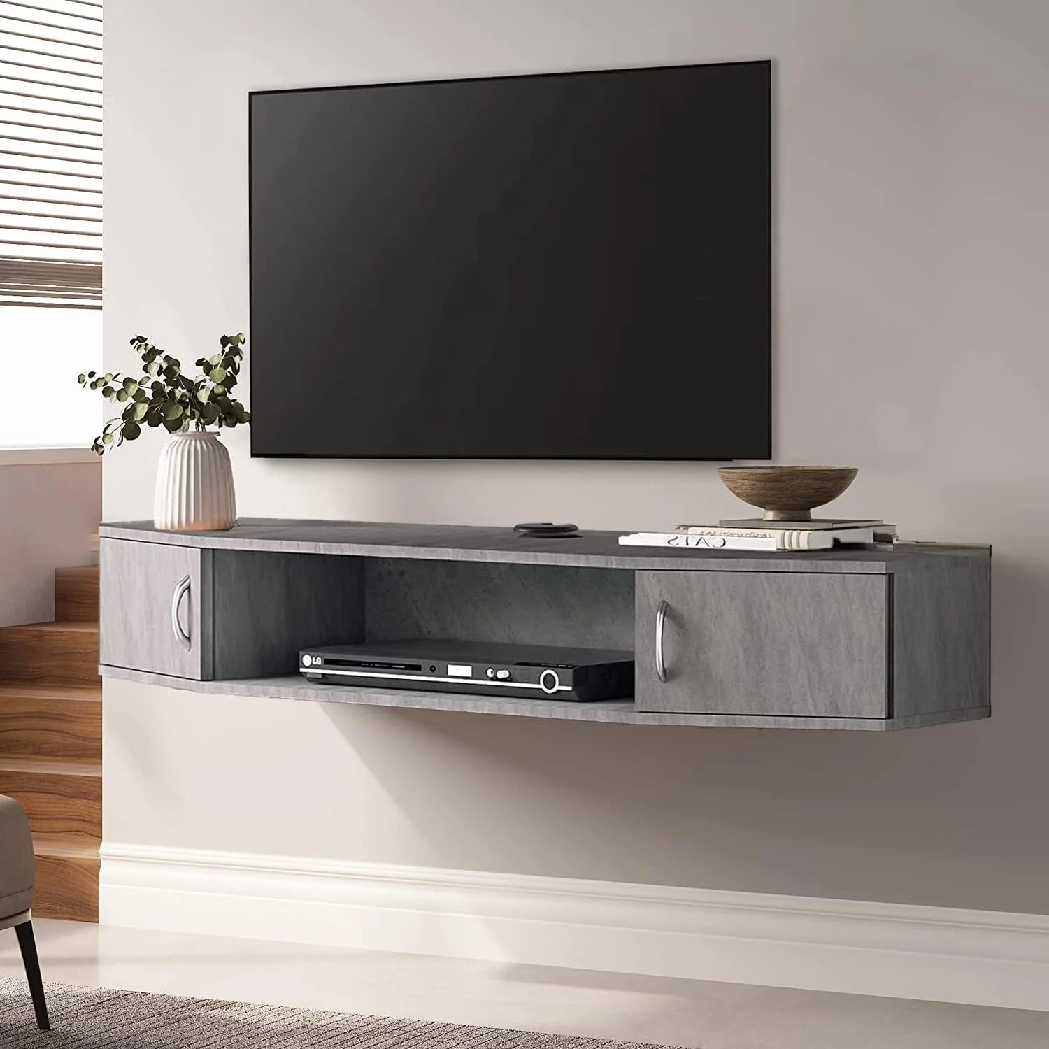 Floating TV Stand with Cabinet, Wall Mounted TV Shelf, 70'' C179431