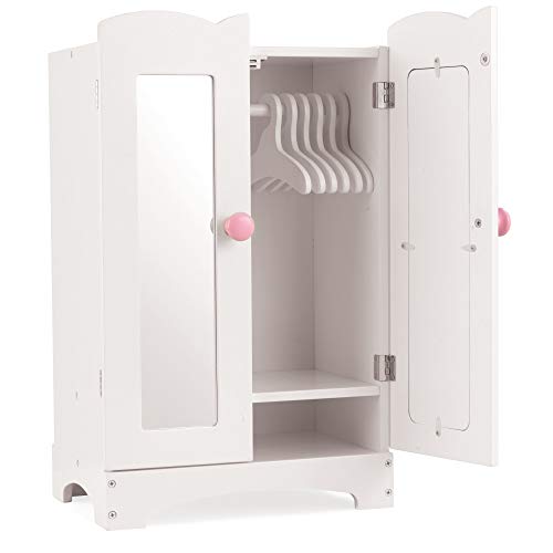 Wooden Doll Armoire with 6 Hangers for 18-Inch Dolls O873989