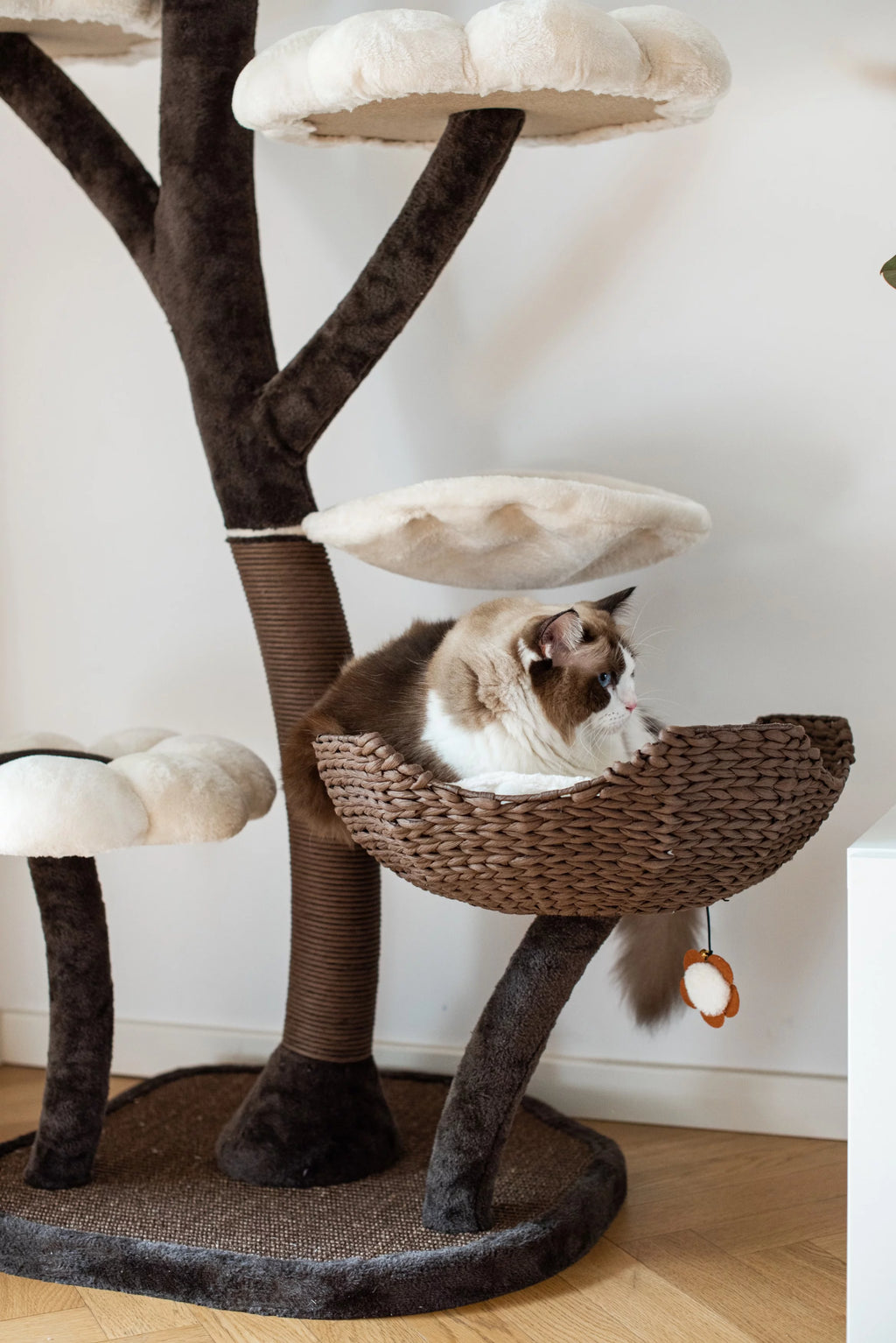 Natural Blossom Woven Tree Branches 6-Level Cat Tower with Hammock and Padded Perches L605