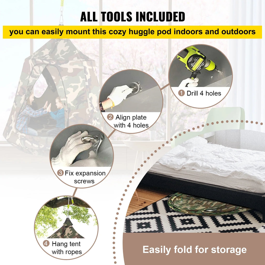 Hanging Tree Tent with LED Lights, Max 440 lbs T7262