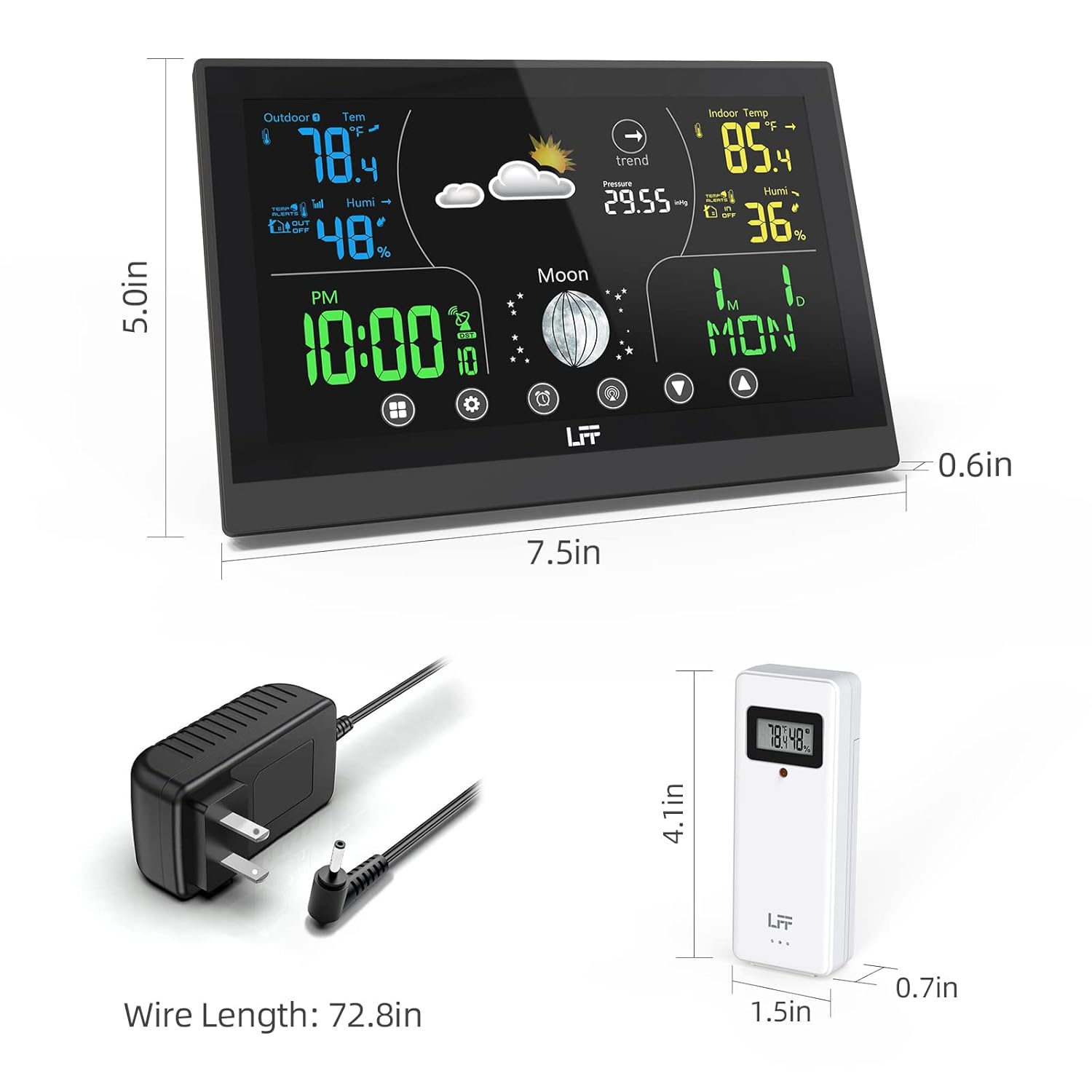 Wireless Weather Station with 2 Sensors, Indoor Outdoor Thermometer R513565