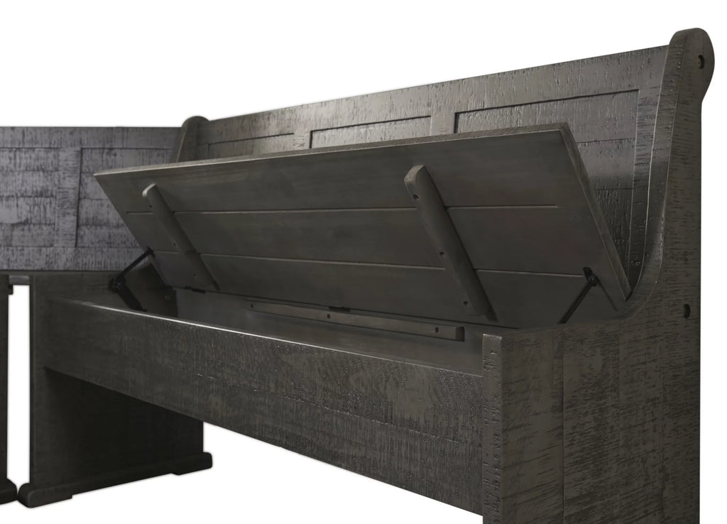 Dining Nook Table Set with Corner Storage Bench in Gray Wood H558