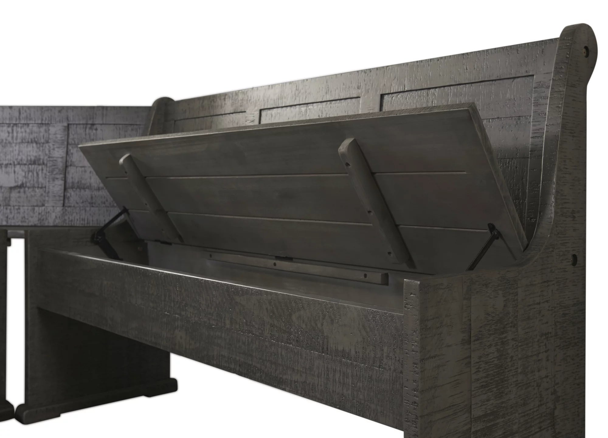 Dining Nook Table Set with Corner Storage Bench in Gray Wood H558