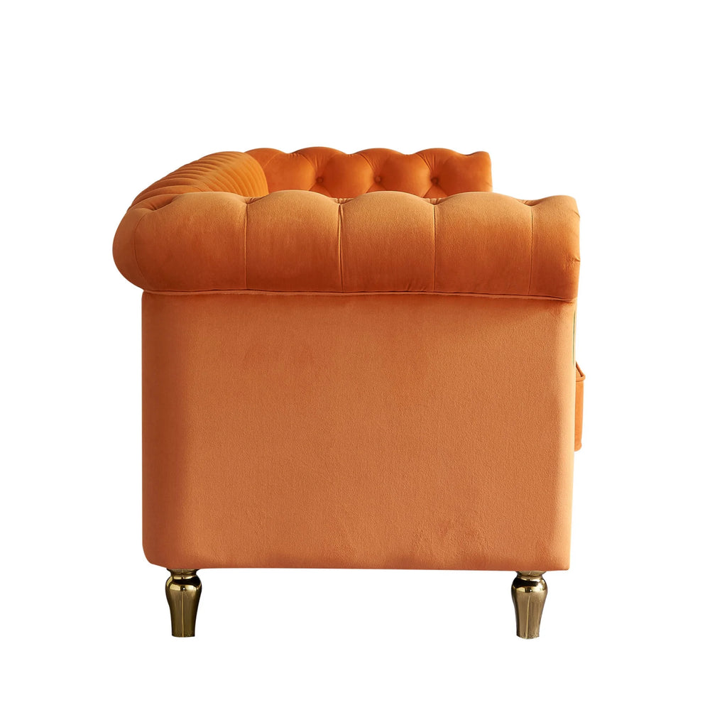 Velvet Sofa 84.65 inch for Living Room Orange W392936