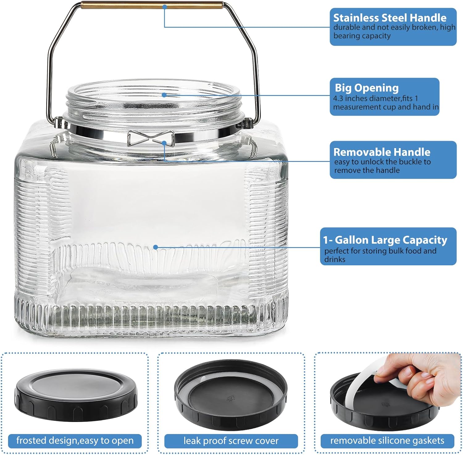Glass Jar with Airtight Lid, Wide Mouth, 2 Pack L9390