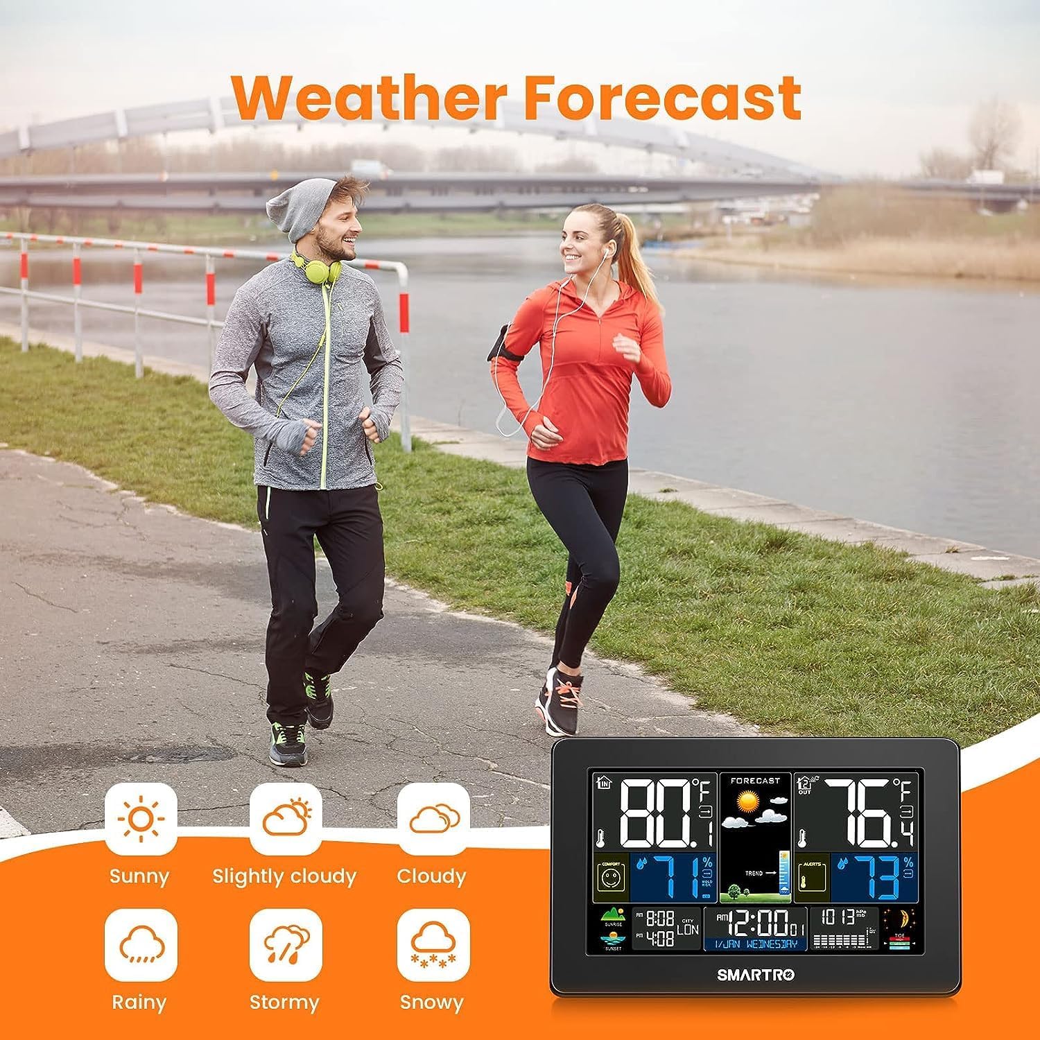Wireless Indoor Outdoor Thermometer with Large Color Display and Humidity Monitor V409272