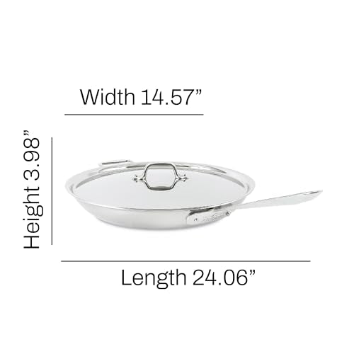 Stainless Steel Fry Pan with Lid, 14 Inch, Induction Compatible J5693