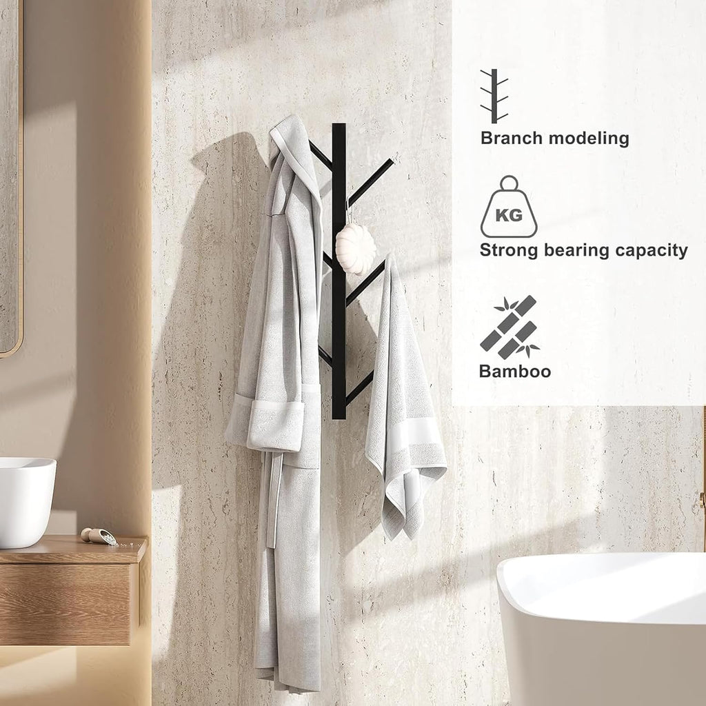 Wall Mount Coat Rack, Matte Black, 2 Pack K361