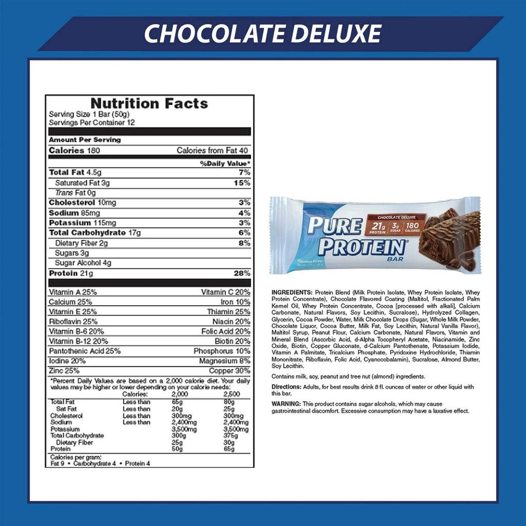 Chocolate Deluxe Protein Bars, 1.76 oz, 12 Count H3028