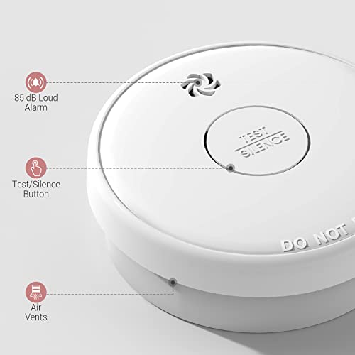 Smoke Detector, Battery Operated, 10-Year Life, Photoelectric for Home G1726