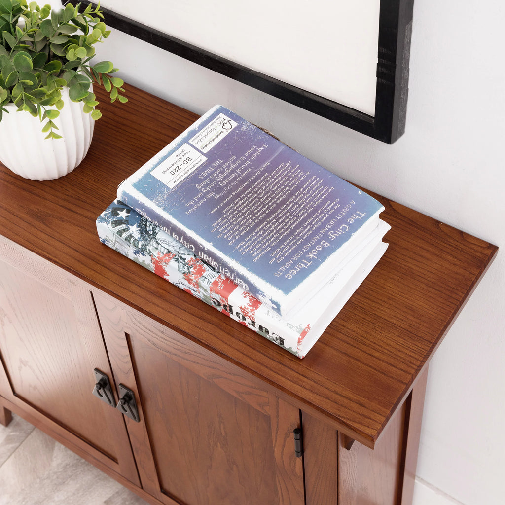 Mission Foyer Cabinet Hall Stand, Solid Wood, Rich Russet Finish Q836359