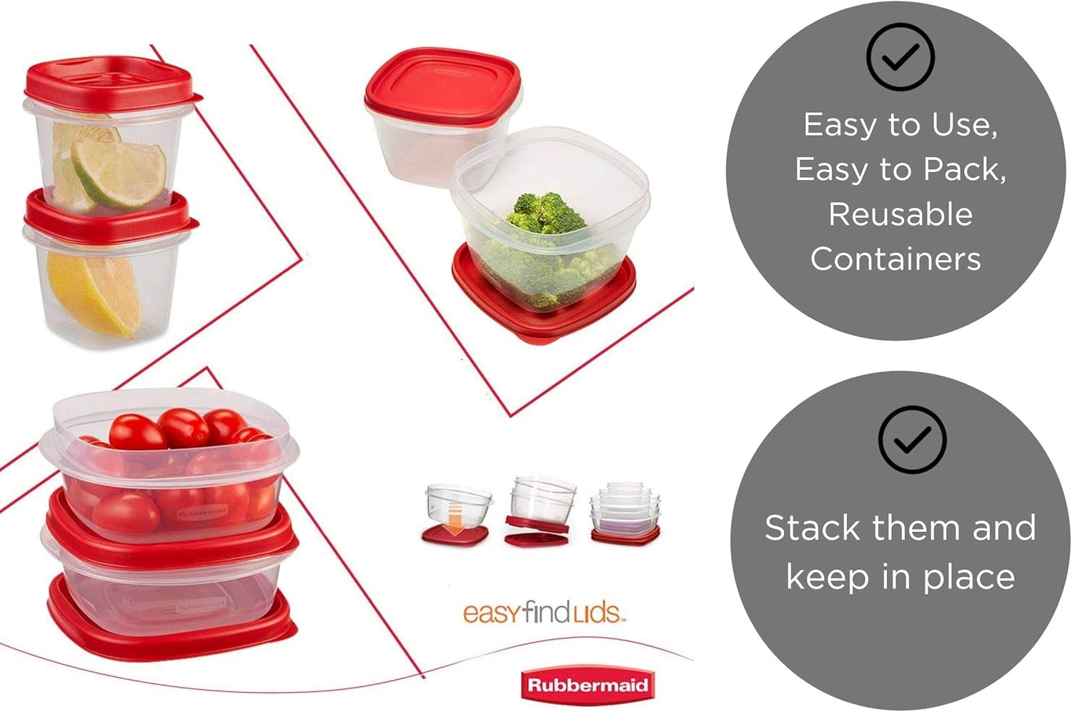 Food Storage Containers with Lids - BPA-Free Plastic - Freezer, Microwave, and Dishwasher Safe - 28 Piece Set V921