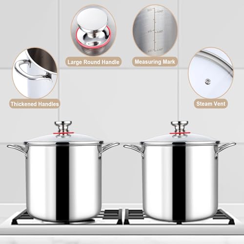 10 Quart Stock Pot with Lid, Stainless Steel Soup Pot U83478