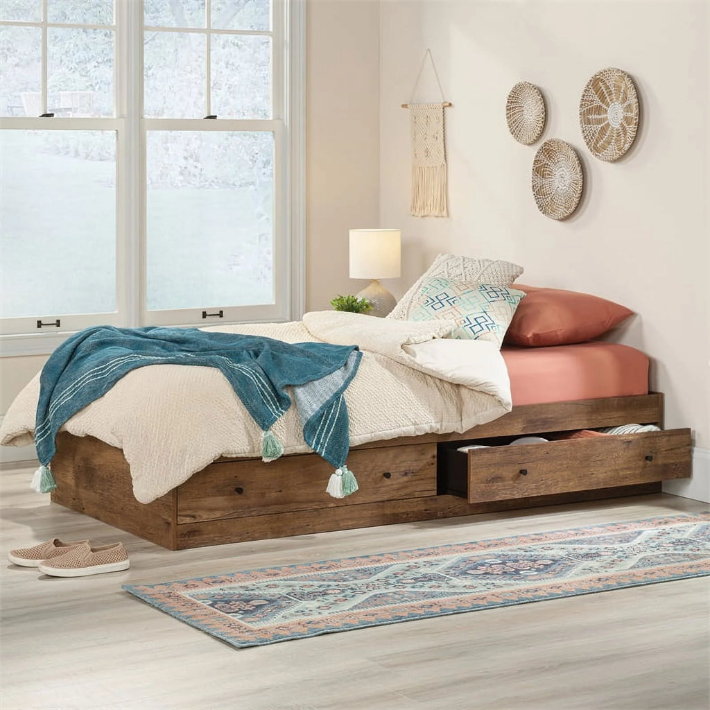 Vintage Oak Finish Engineered Wood Bed Q169259