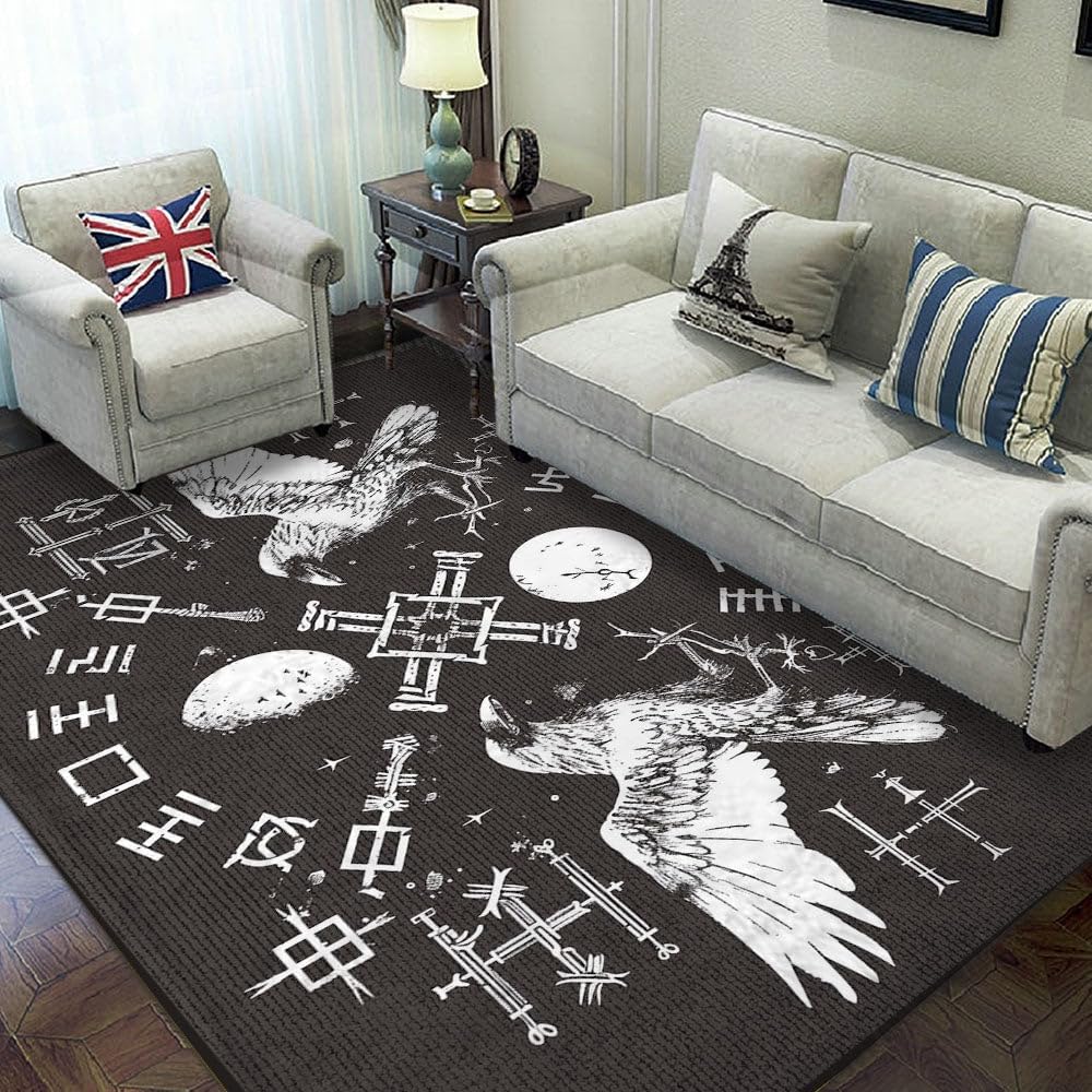 Scandinavian Mythology Symbol Carpet for Living Room, Bedroom, Home Office E165
