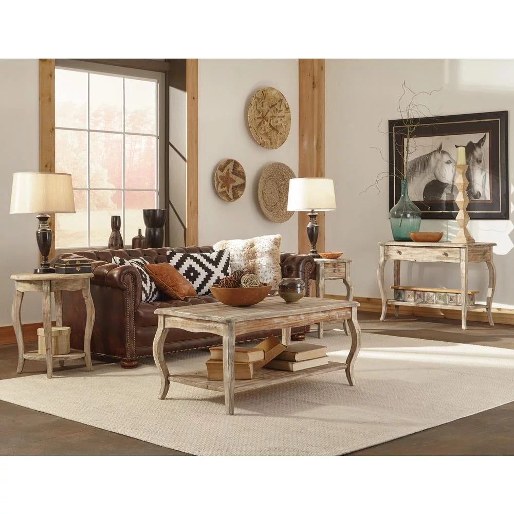 Rustic Reclaimed Media Console Table, Driftwood A55516