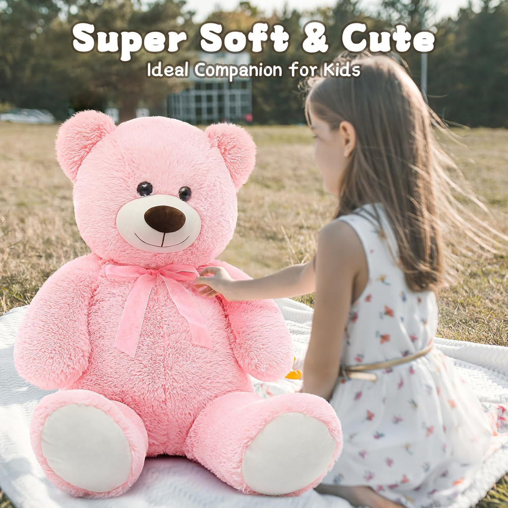 Giant Teddy Bear Stuffed Animal, 35.4 Inch Large Pink Plush Toy for Kids G743524
