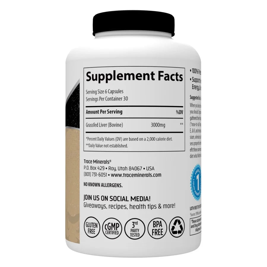 Beef Liver Capsules, 3000 mg, 180 Count Z1385