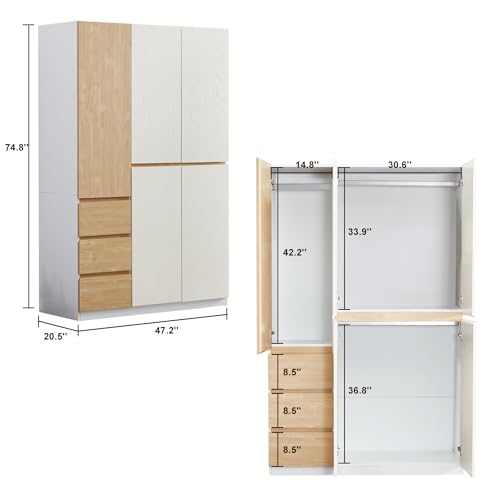 4 Door Wardrobe Closet with Mirror and Drawers T292