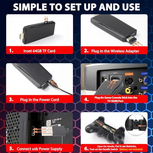 Wireless Retro Game Console Stick with 20000+ Games and 2 Controllers P8502