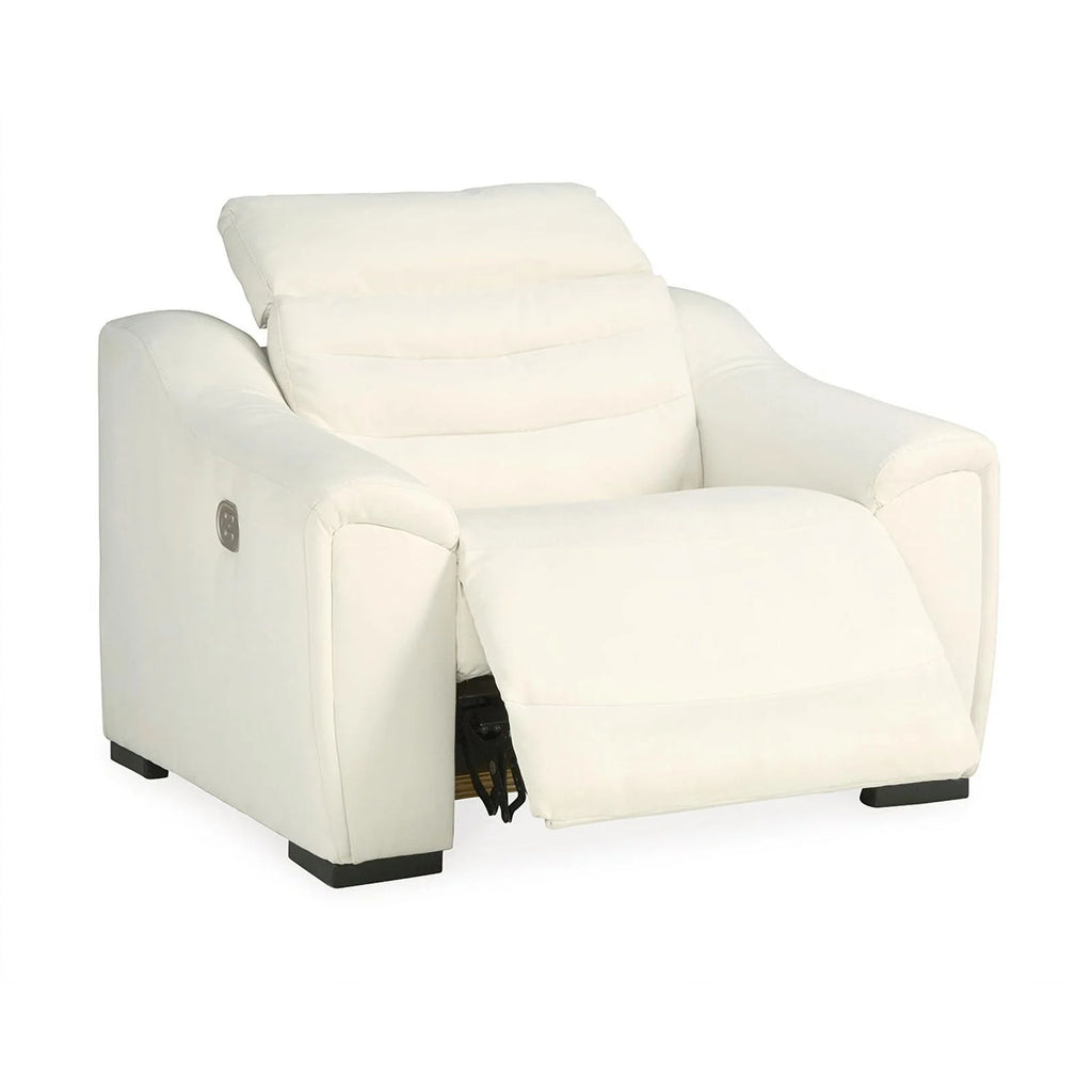 Faux Leather Power Recliner in White S604