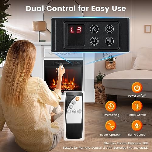 Electric Fireplace with Mantel, 32 Inch Heater with Remote Control A4402