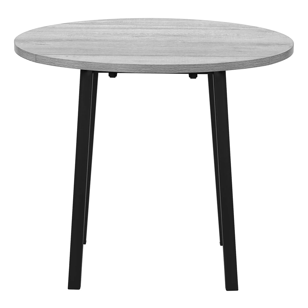Gray Dining Table Set 3pcs Small Drop Leaf Kitchen Black Metal N9589