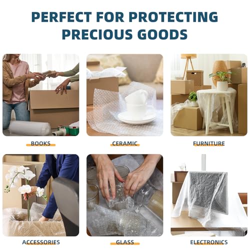Bubble Cushioning Wrap 2 Pack 12 Inch x 72ft Total, Perforated Every 12" U548336