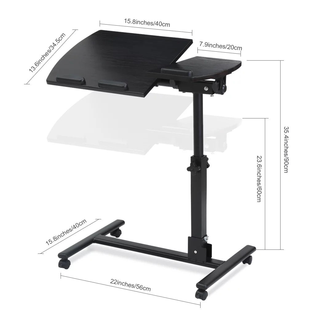 Height Adjustable Mobile Laptop Desk, Black Walnut W461