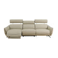 Beige Top Grain Leather and PVC 3-Piece Living Room Recliner Sofa Set for Living Room/House/Bedroom/Office/Apartment(White,LAC)